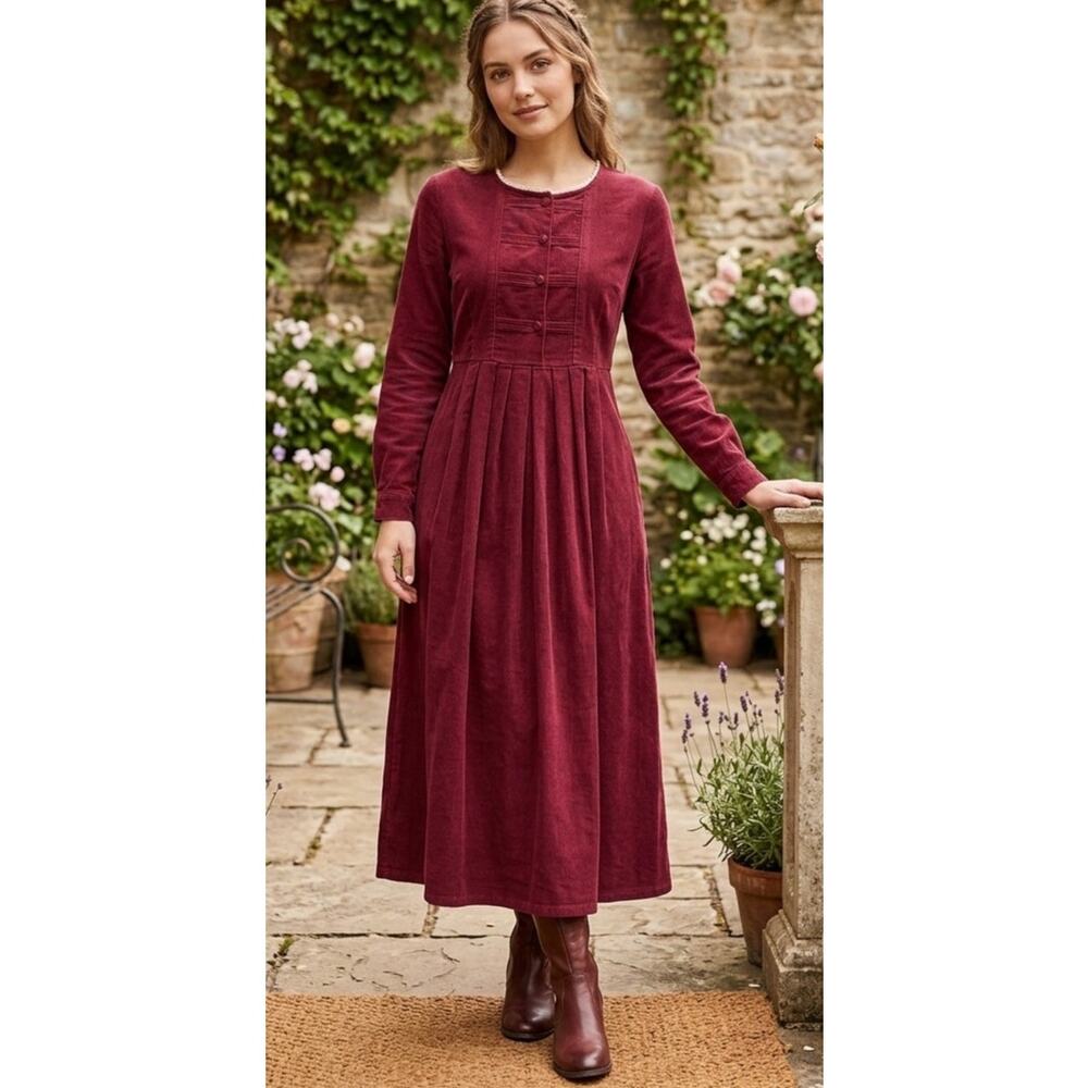 Vintage 90's "Little House on the Prairie" Vibes Corduroy Midi Dress by FADS